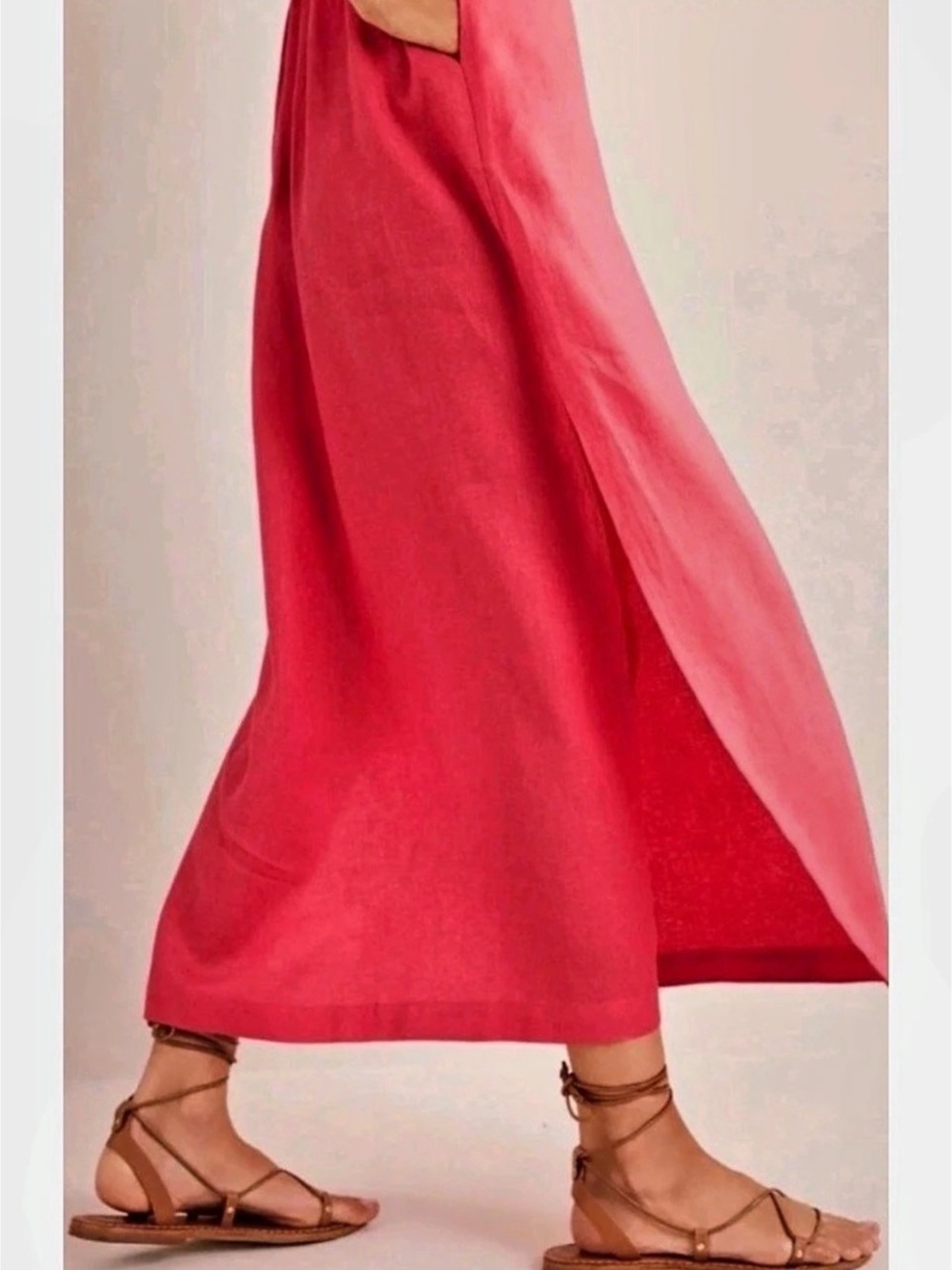 BODEN • NWT linen kaftan maxi dress in pink Size 6 v-neck D0653 - Picture 6 of 10